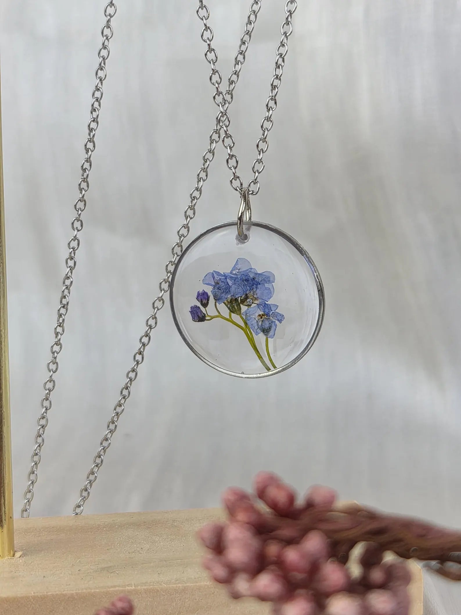 Real Forget-Me-Not Resin Neclace