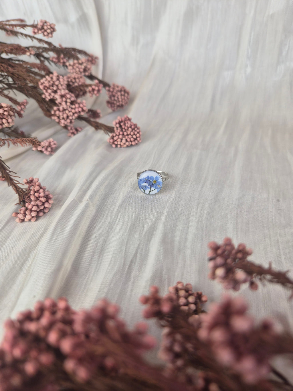 Real Forget-Me-Not Flower Ring – Handmade Botanical Jewelry