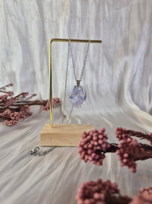 Cornflower Resin Pendant with Real Flowers