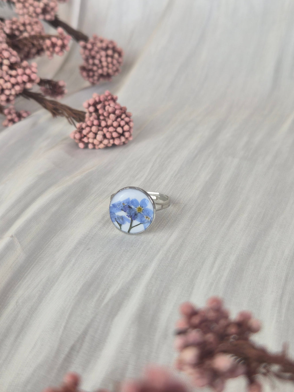 Real Forget-Me-Not Flower Ring – Handmade Botanical Jewelry