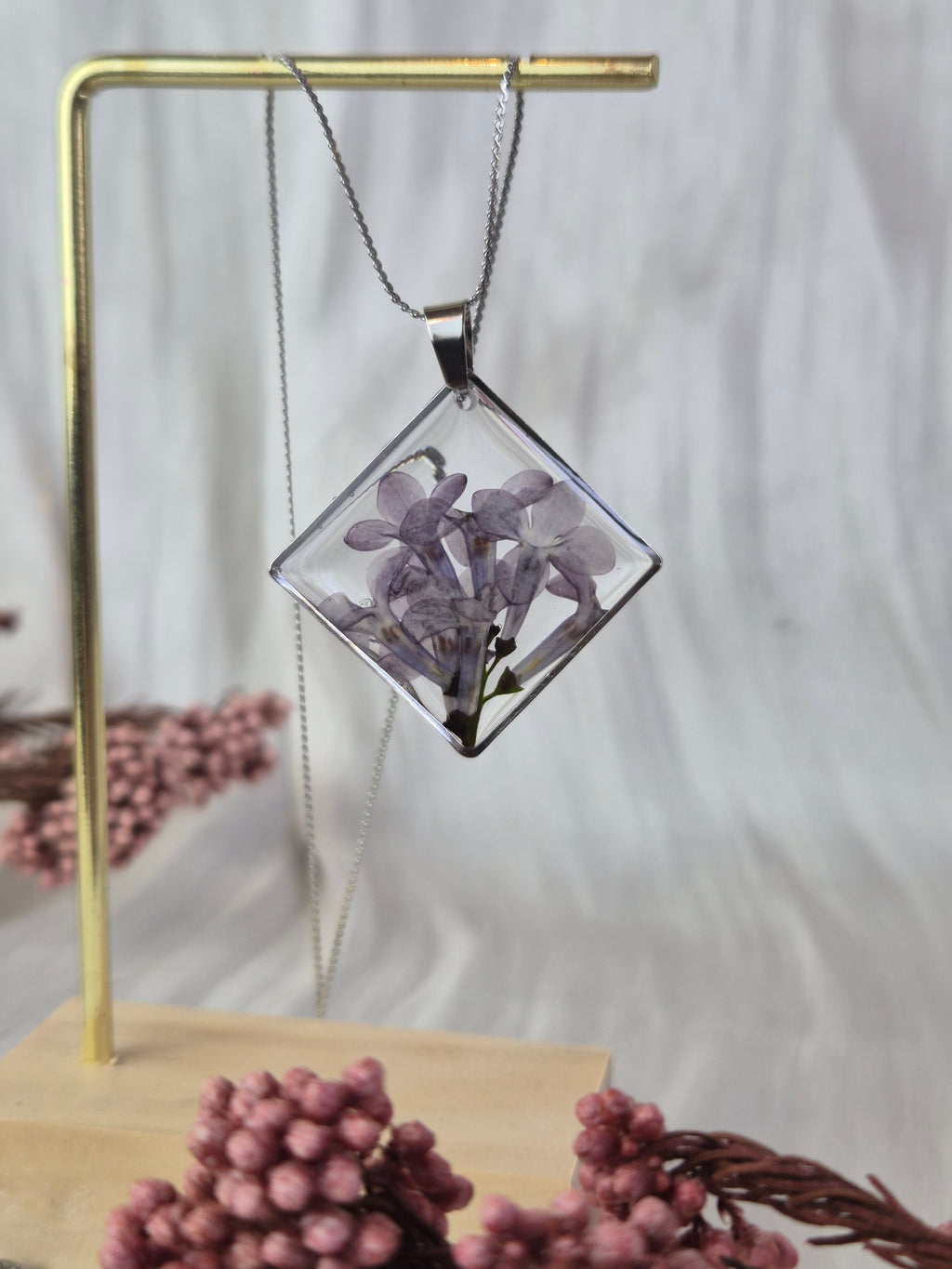 Real Lilac Resin Pendant
