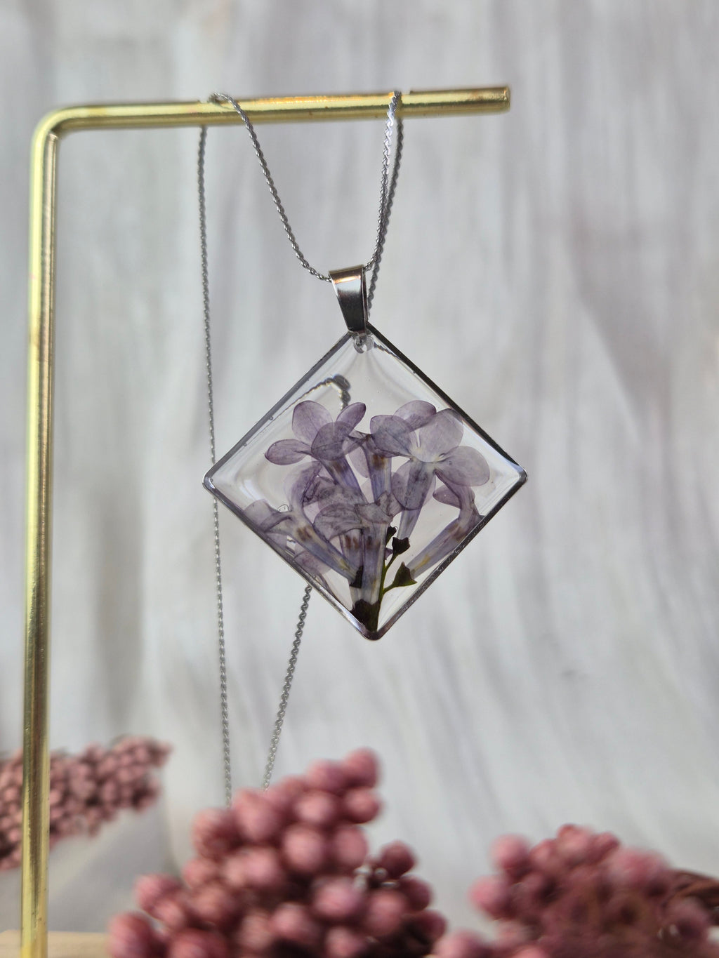 Real Lilac Resin Pendant