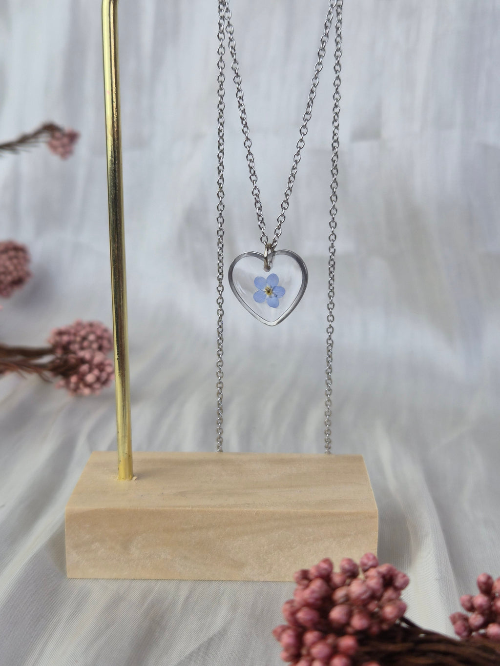 Forget-Me-Not Heart Necklace