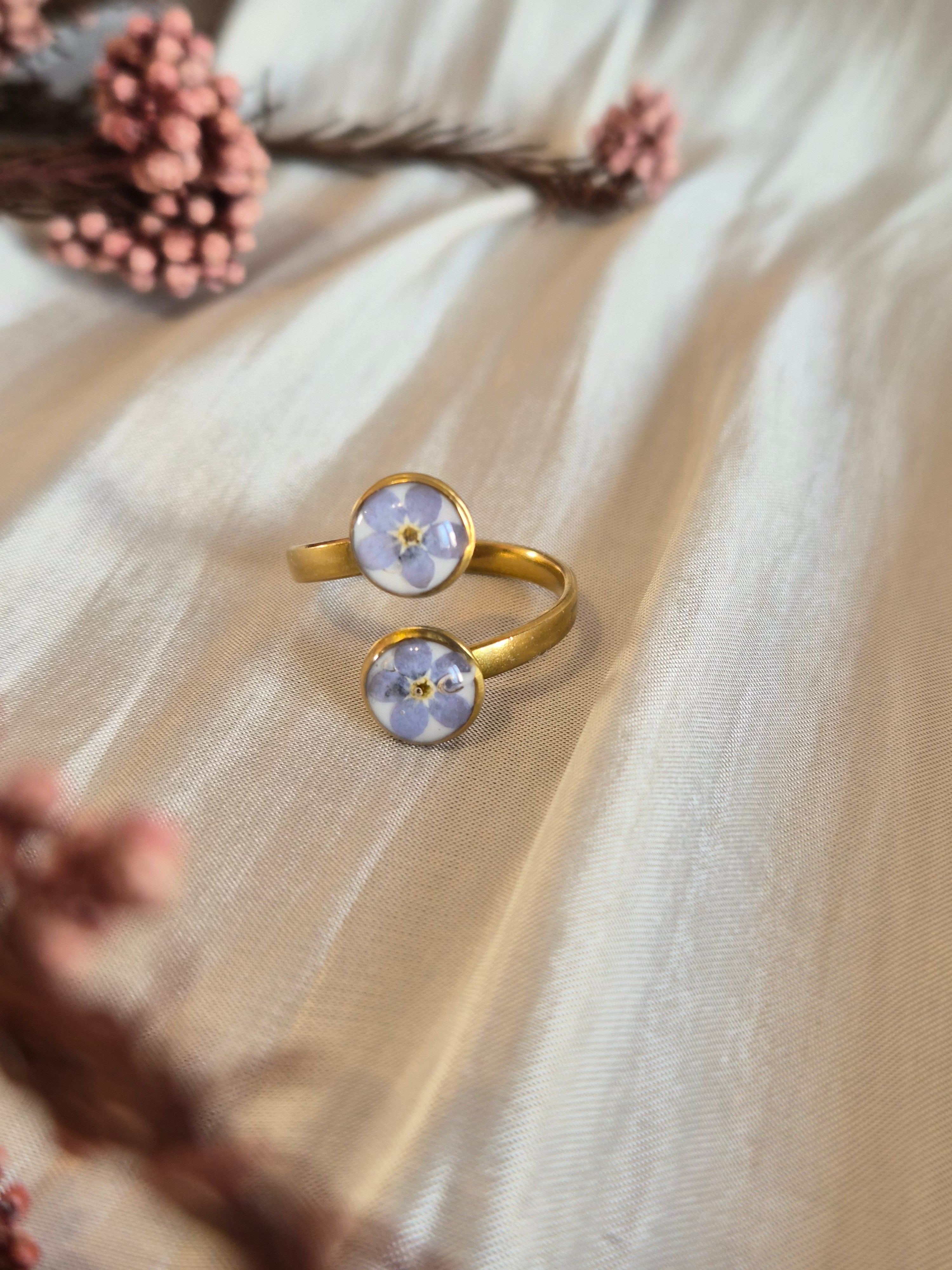 Real Forget-Me-Not Adjustable Ring
