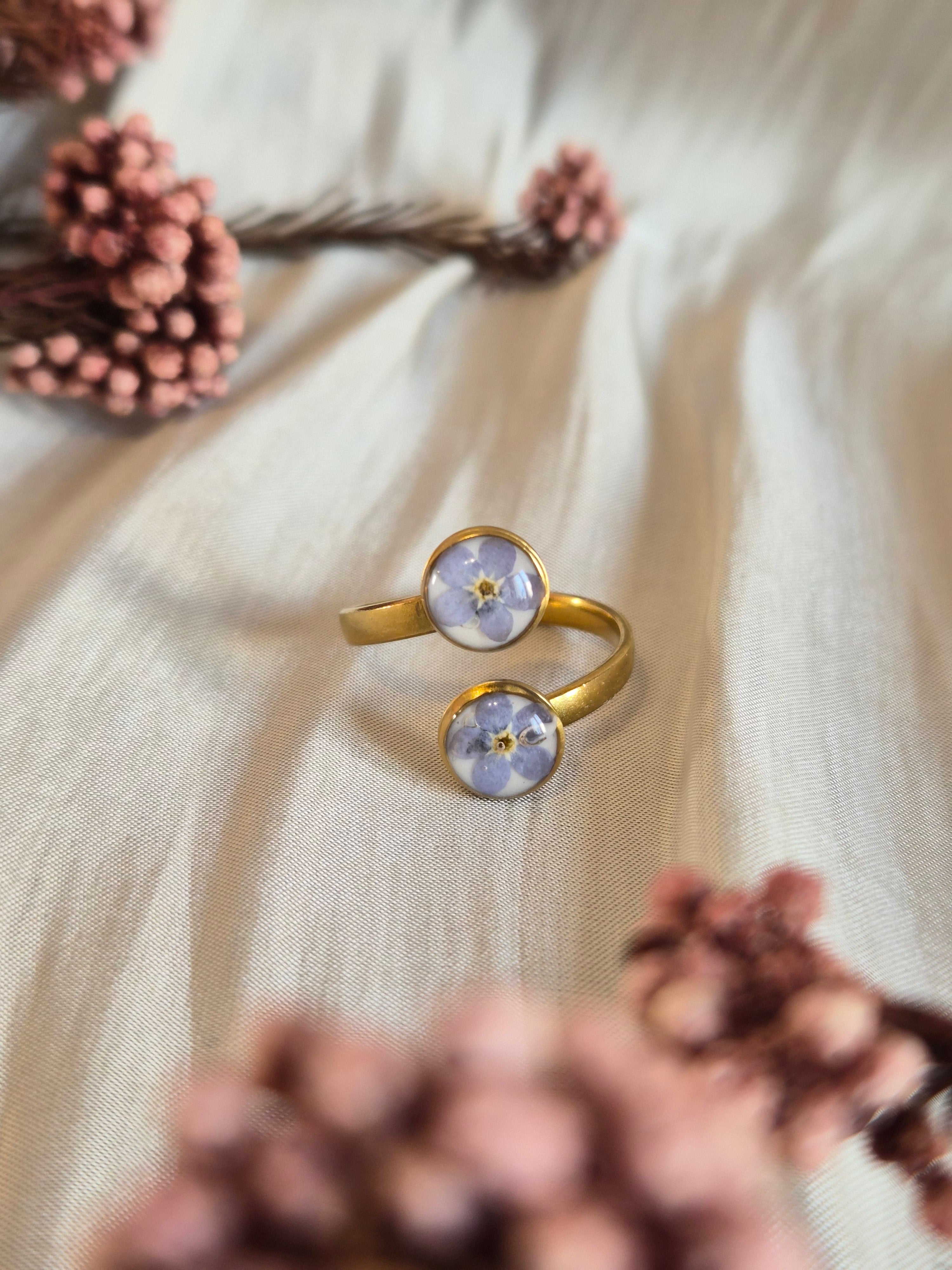 Real Forget-Me-Not Adjustable Ring