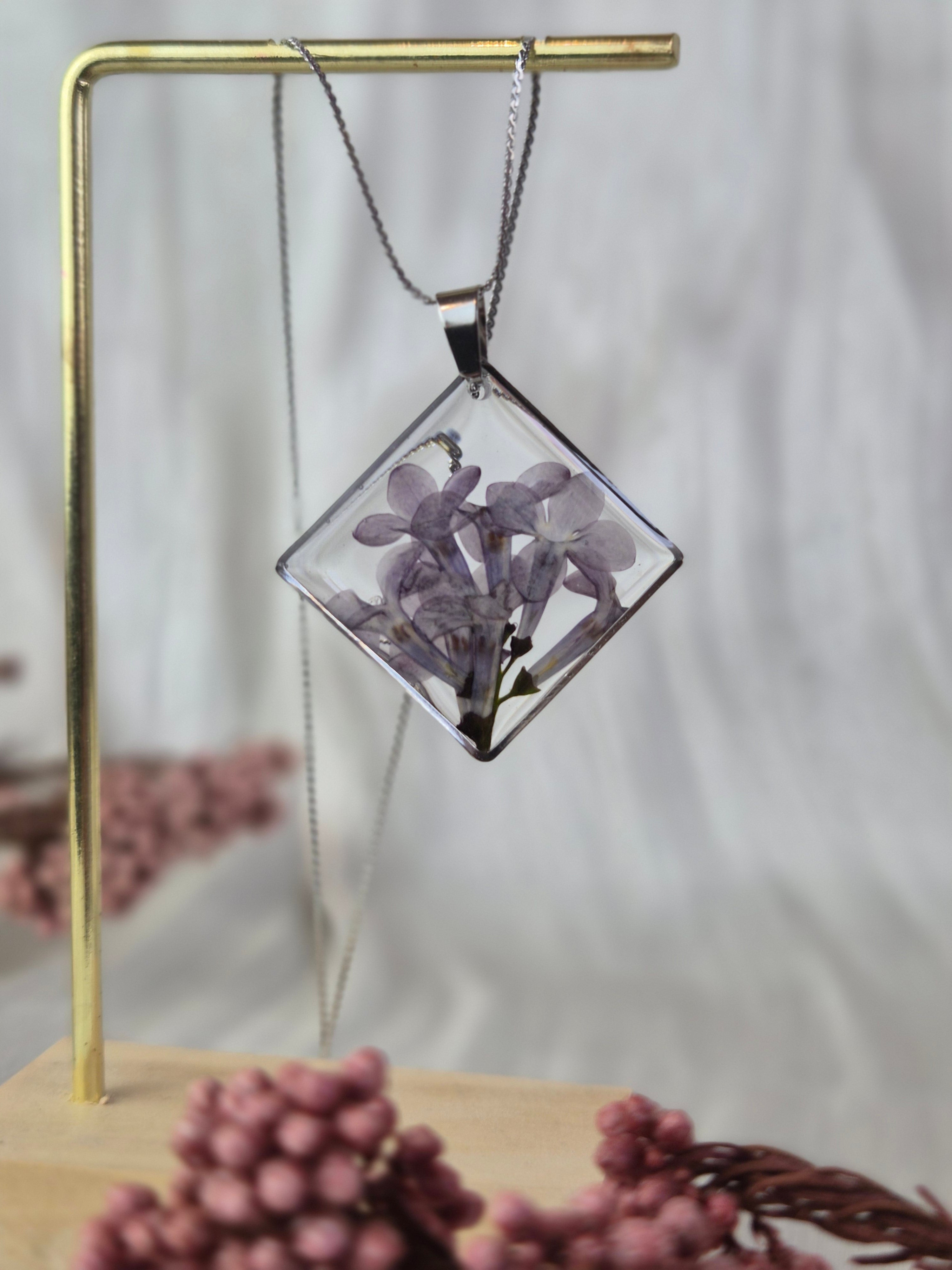 Real Lilac Resin Pendant