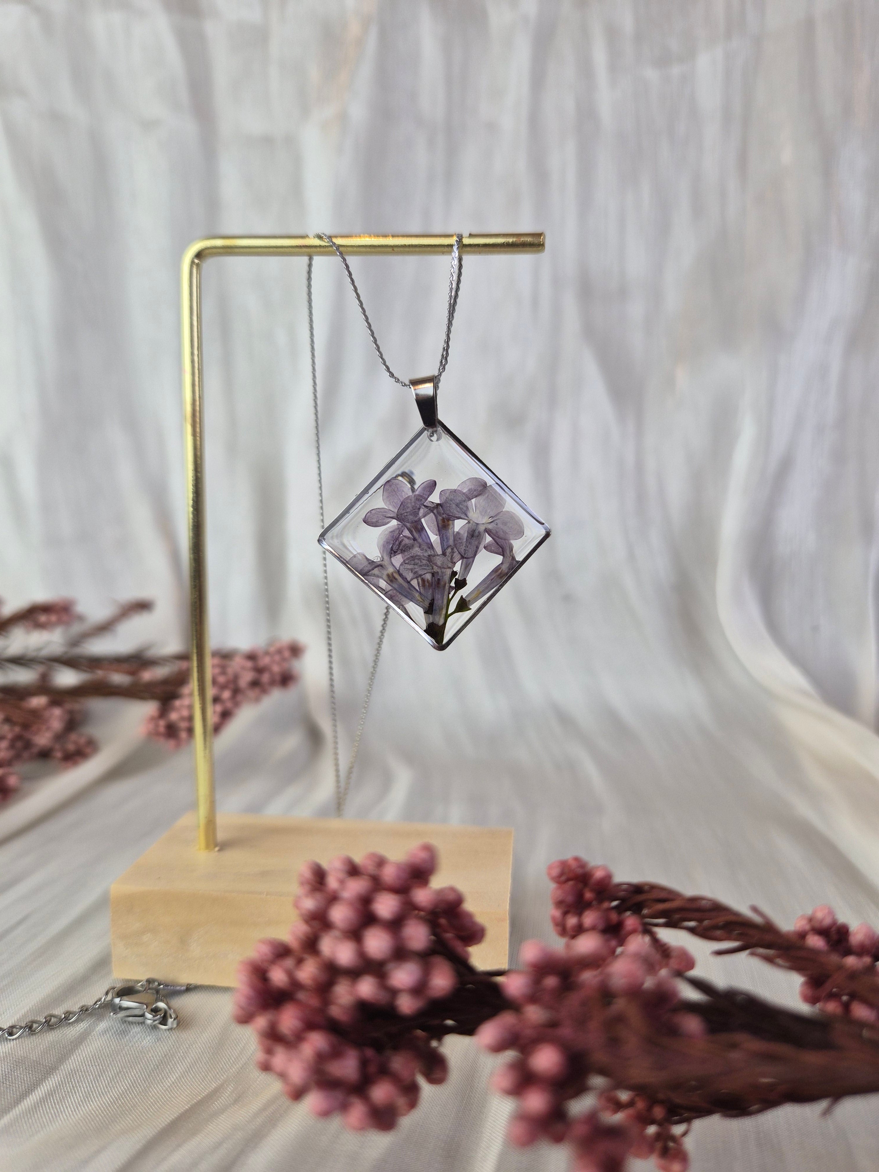 Real Lilac Resin Pendant