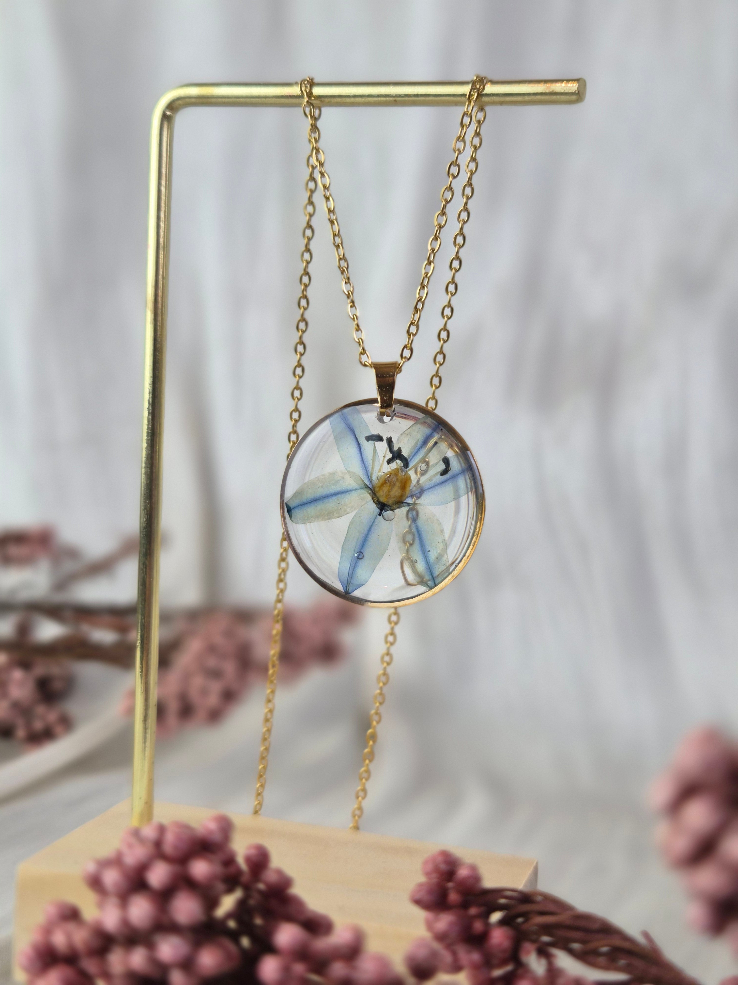 Real Scilla Resin Pendant