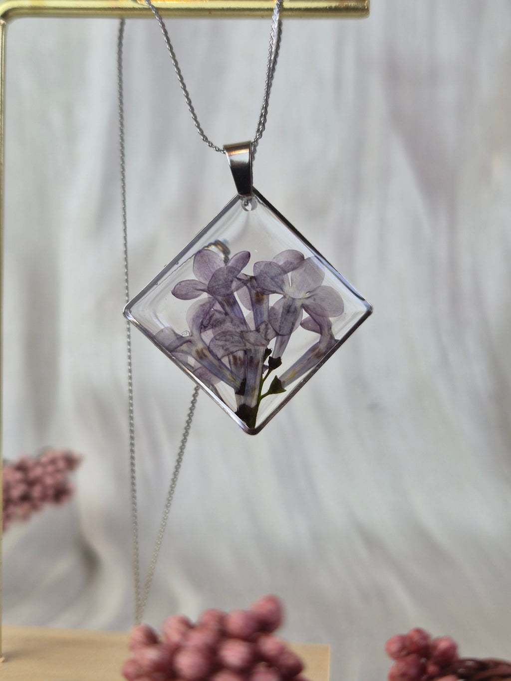 Real Lilac Resin Pendant