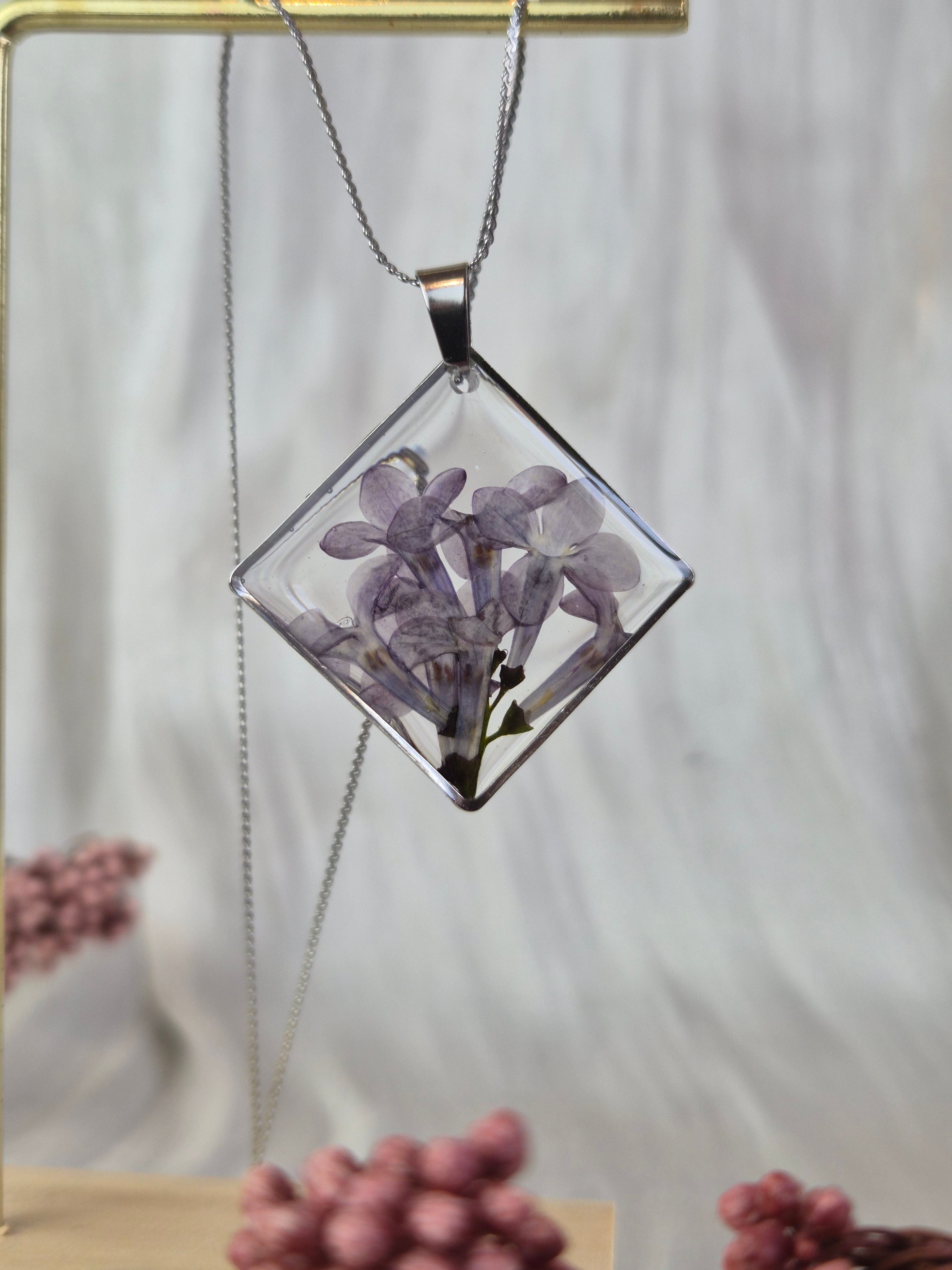 Real Lilac Resin Pendant