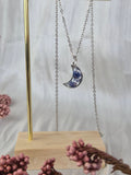 Blue Baby's Breath Moon Necklace