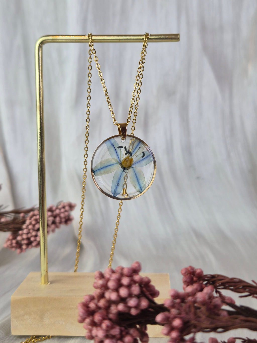 Real Scilla Resin Pendant