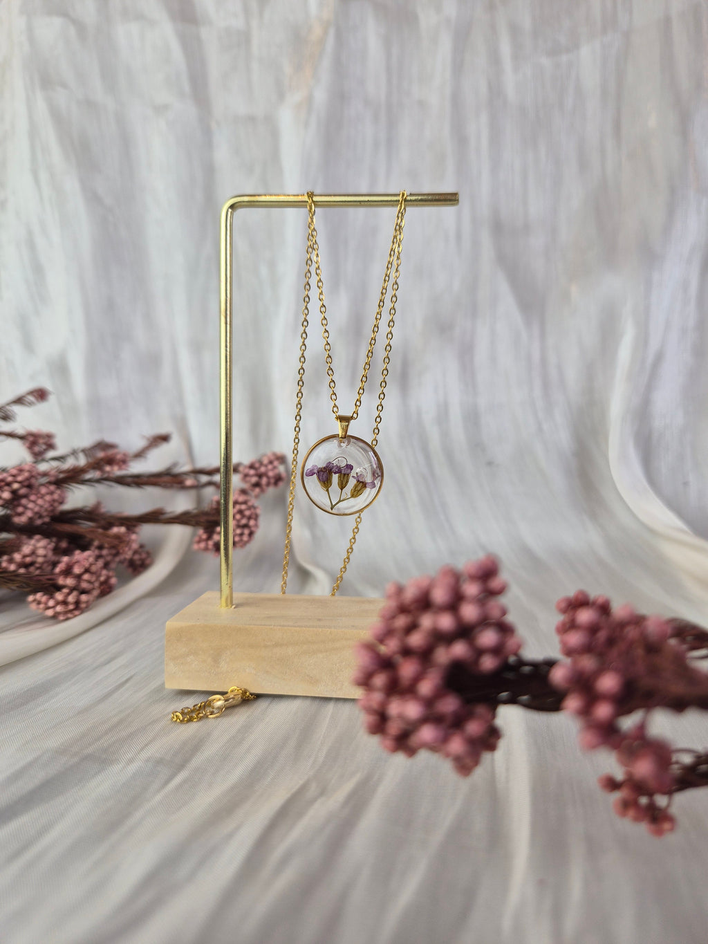 Real Verbena Resin Pendant