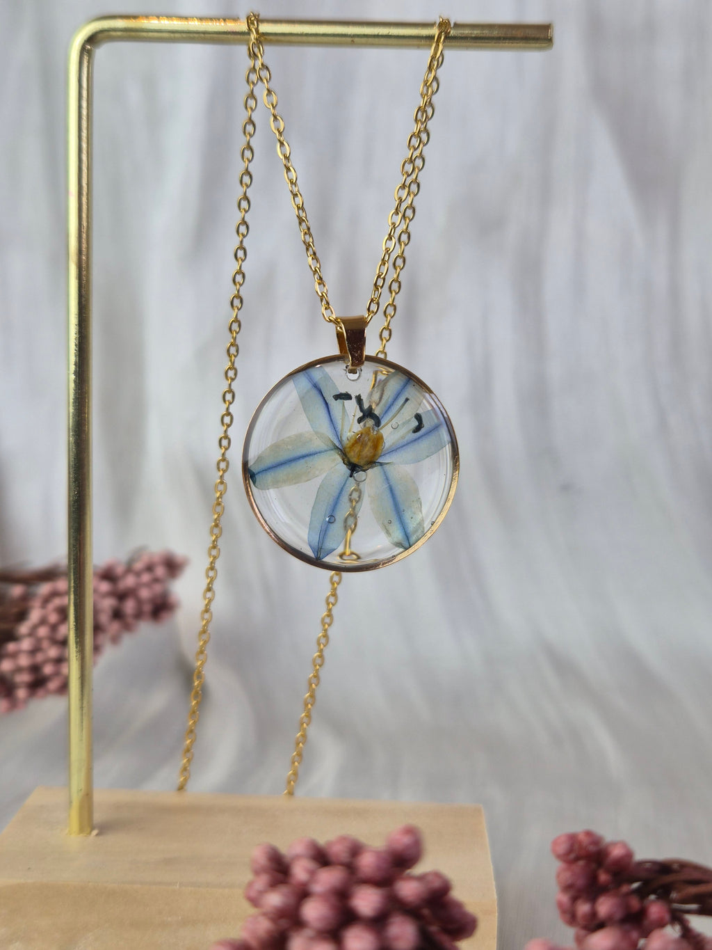 Real Scilla Resin Pendant