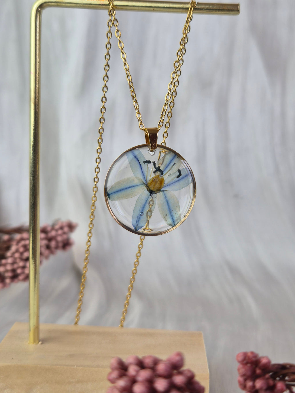 Real Scilla Resin Pendant