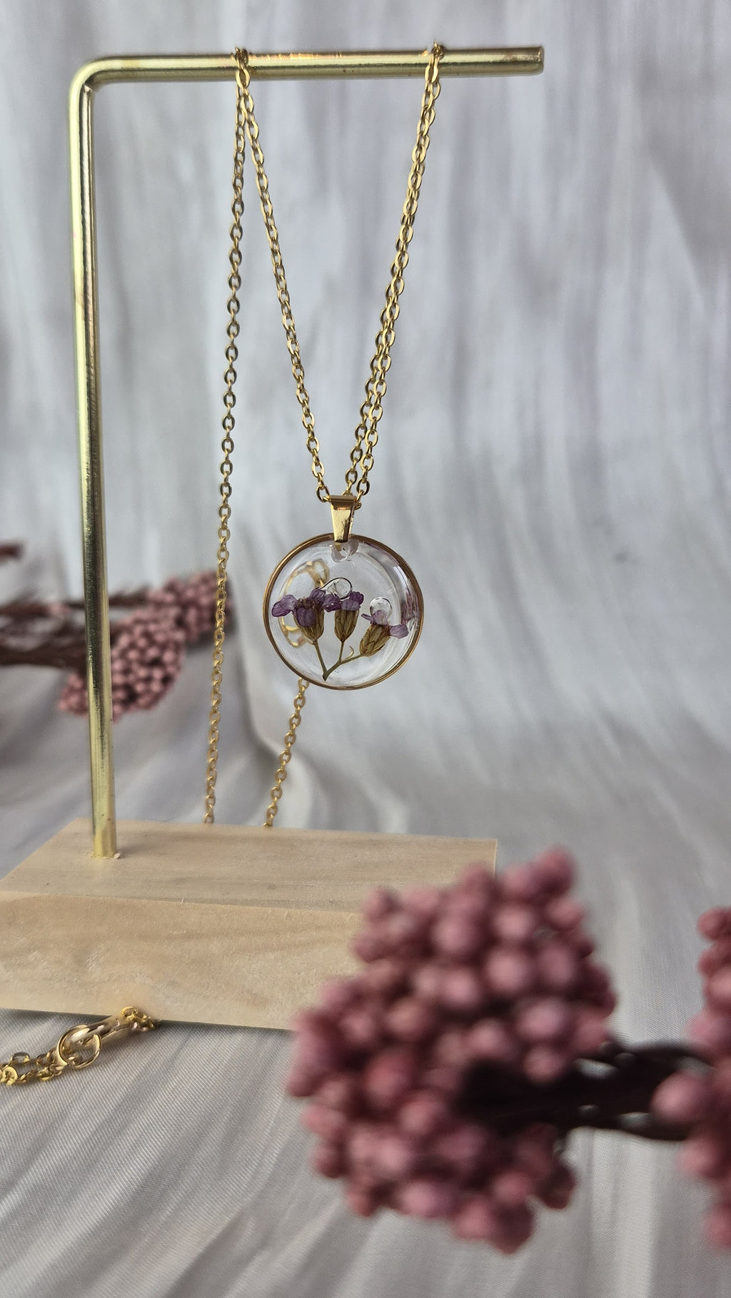 Real Verbena Resin Pendant
