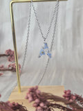 Personalized Initial Necklace with Real Forget-Me-Not Flowers – Handmade Botanical Jewelry